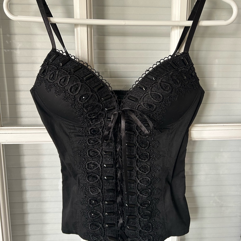 Elegant Black Lace Corset Top